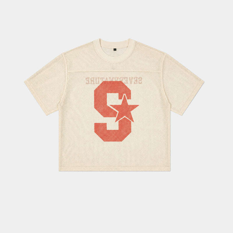 CREAM MESH BASEBALL JERSEY