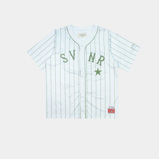 White/Green Survival Baseball Shirt
