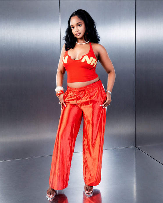 RED FLAME SVNR SATIN PANT