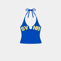 BLUE SVNR HALTER TANK TOP