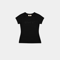 BLACK SVNR RHINESTONE BABY TEE