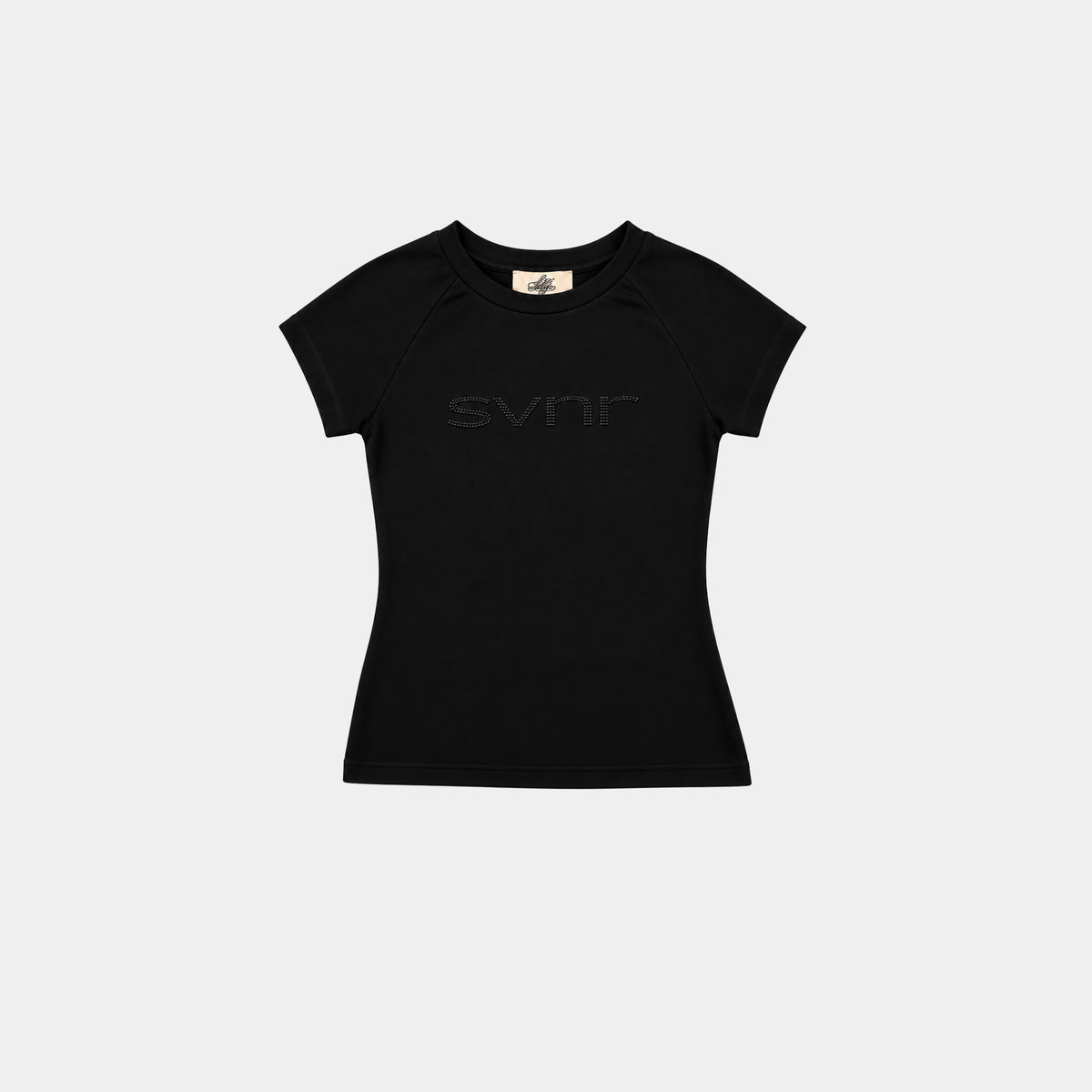 BLACK SVNR RHINESTONE BABY TEE