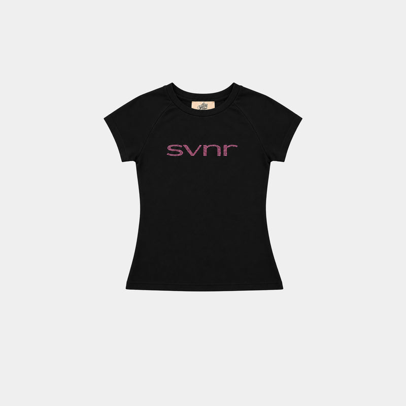 PINK SVNR RHINESTONE BABY TEE