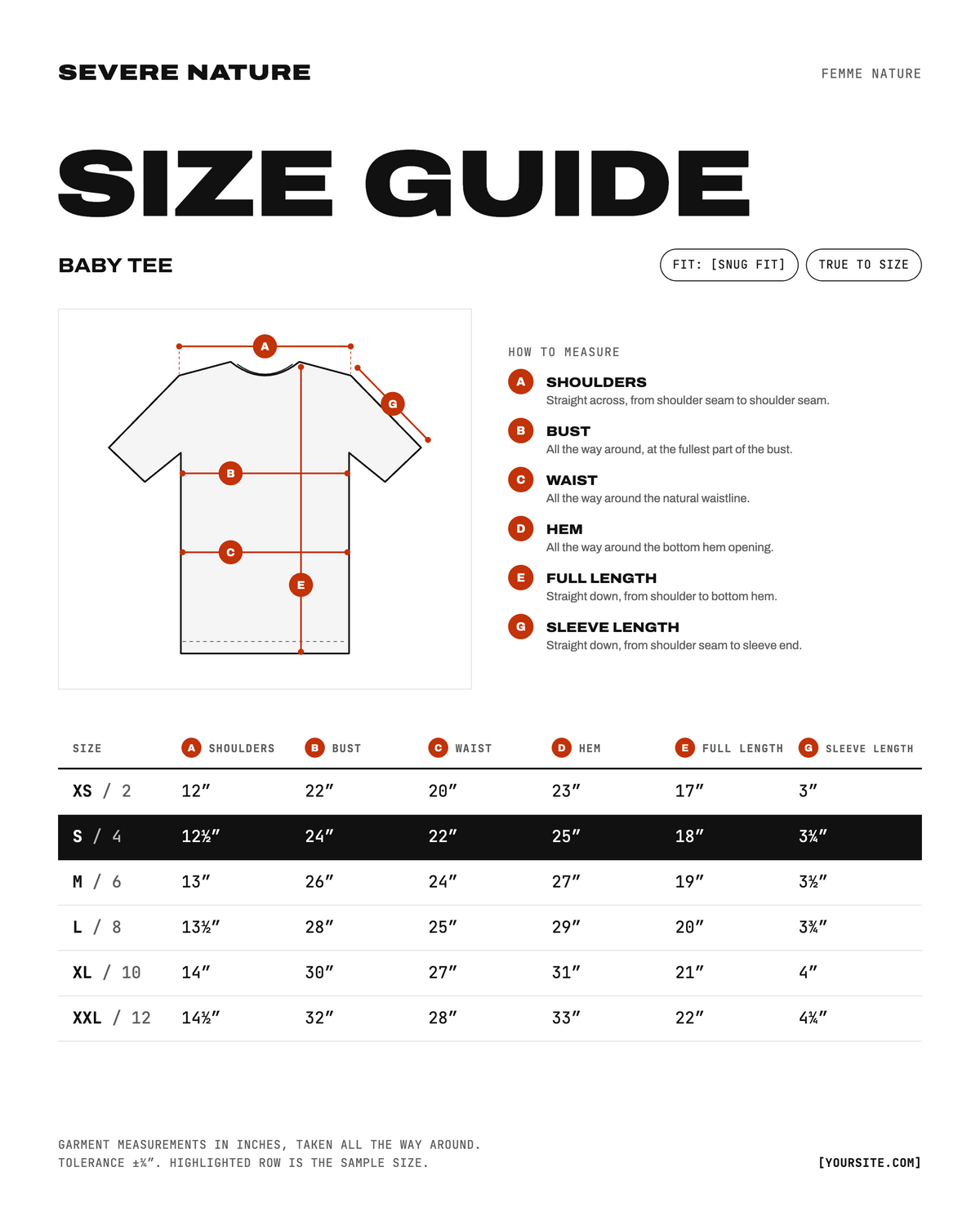 Size chart