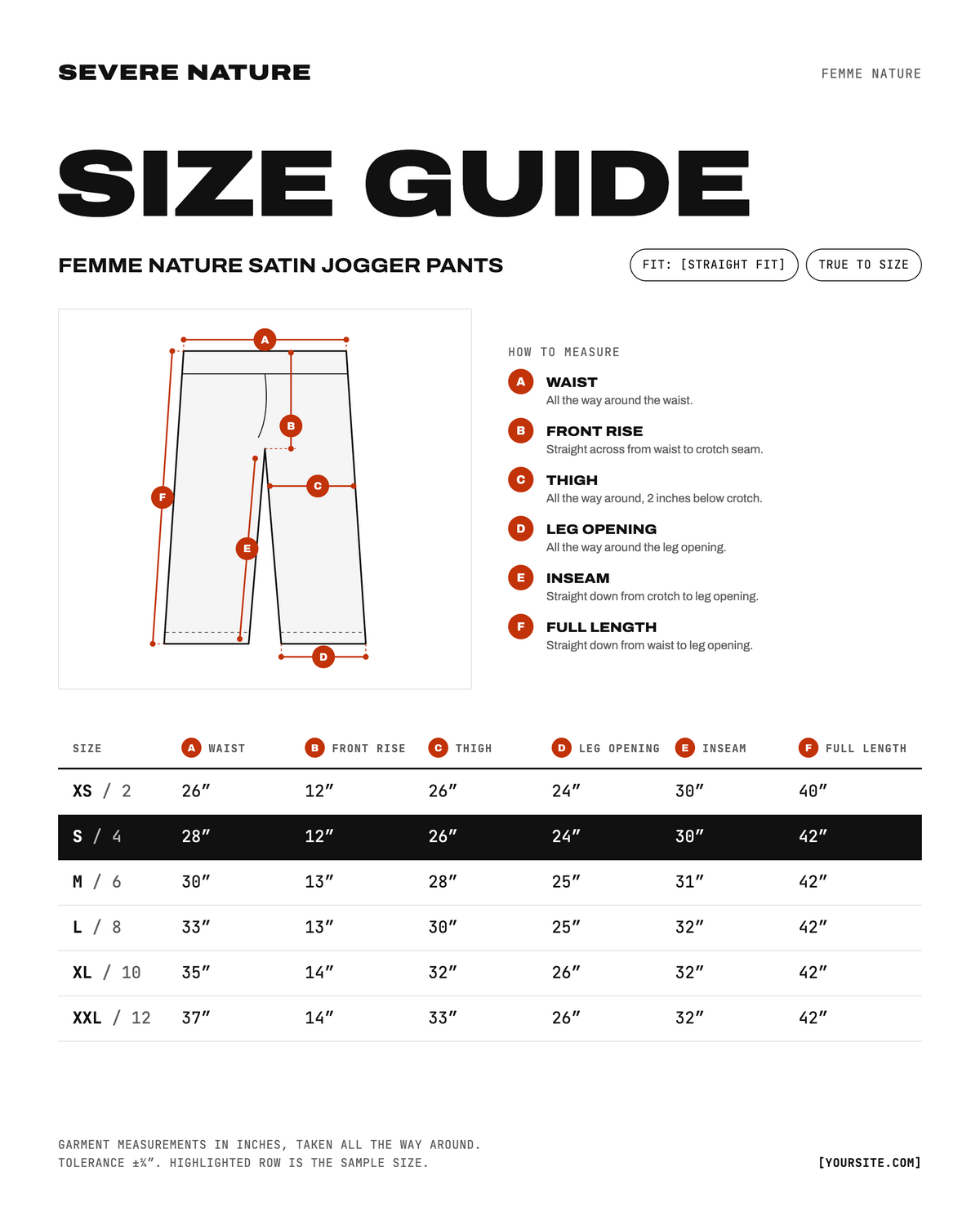 Size chart