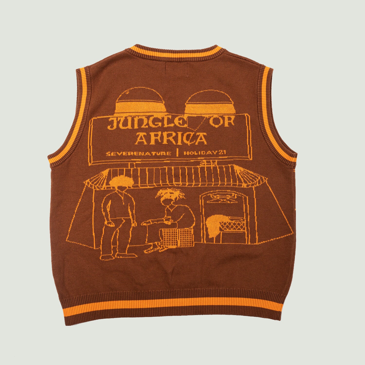 BROWN SCENES OF AFRICA KNITTED VEST