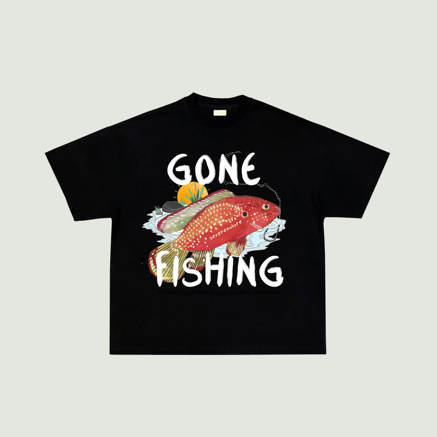 Fishing Club "Gone Fishing" Tee in Black Severe Nature