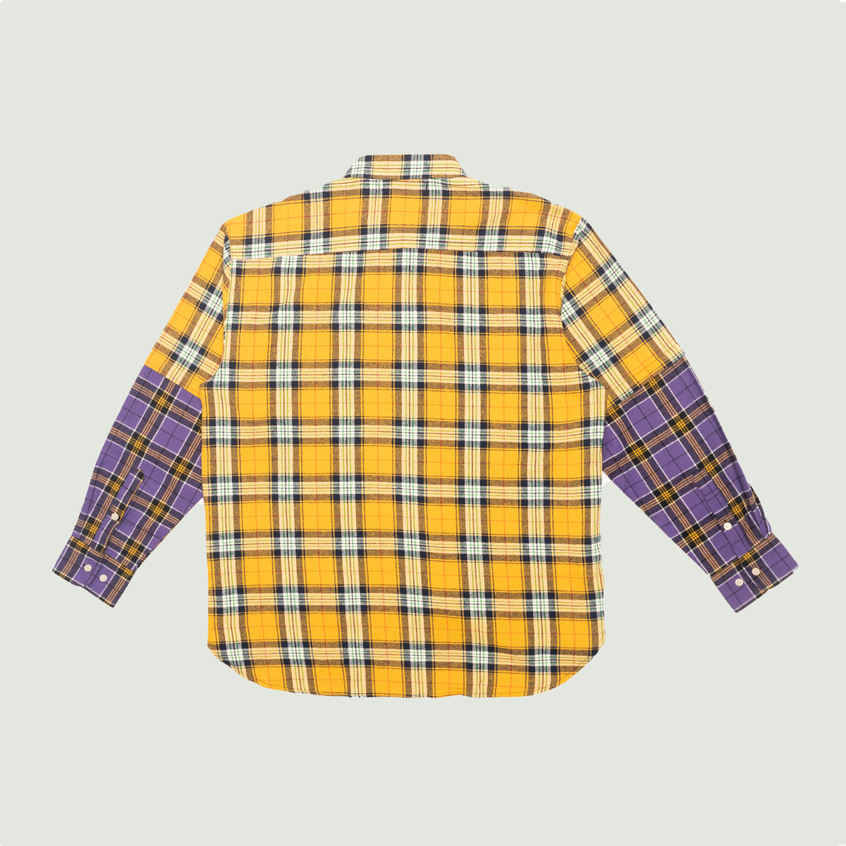 Bushman yellow/purple flannel button up shirt